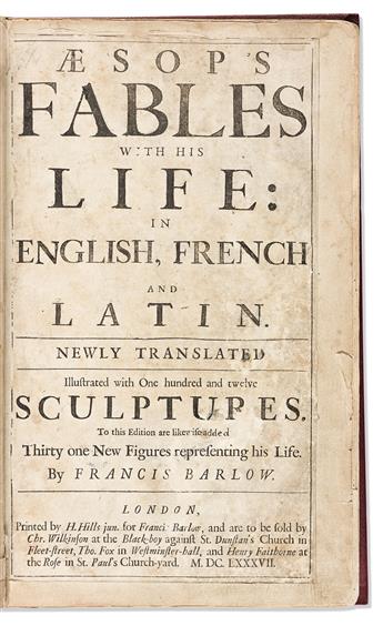 Aesop (c. 620-564 BCE) Fables with his Life in English, French & Latin.